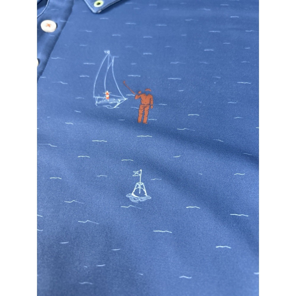 William Murray Polo Shirt Mens XXL Blue Sailboat Golf Performance Short Sleeve - Picture 2 of 8